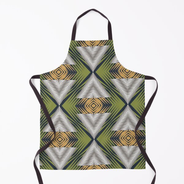 Item preview, White green yellow African tribal textile pattern art designed and sold by DADA635.