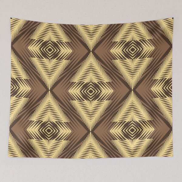 Item preview, Brown yellow African tribal textile pattern art designed and sold by DADA635.
