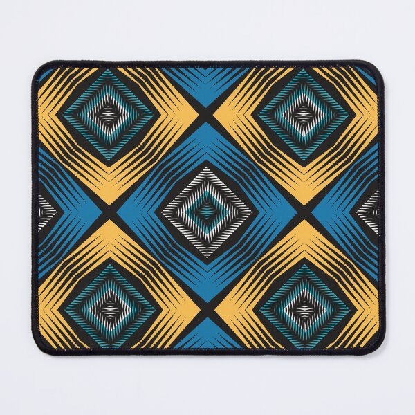Item preview, Blue yellow white African tribal textile pattern art designed and sold by DADA635.
