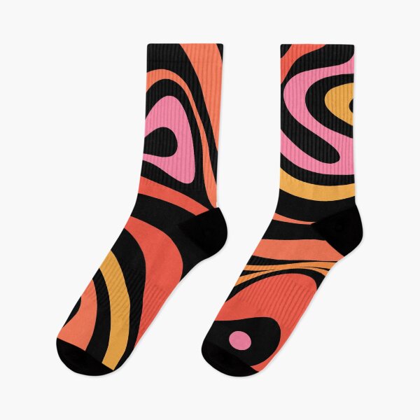 Item preview, New Groove Retro Swirls Abstract Black Pink Orange designed and sold by kierkegaard.