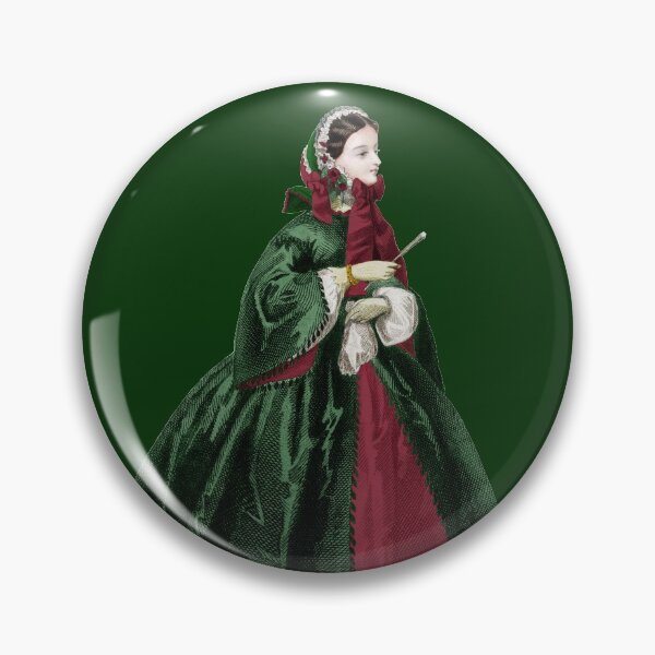Artikelvorschau, Weihnachtliche viktorianische Dame im Krinolinen - Kleid mit Haube und Mantel entworfen und verkauft von Fashion through the ages.