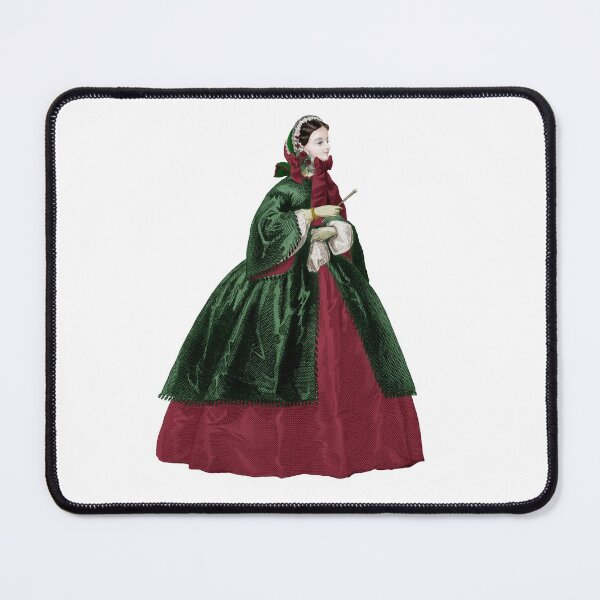 Artikelvorschau, Weihnachtliche viktorianische Dame im Krinolinen - Kleid mit Haube und Mantel entworfen und verkauft von Fashion through the ages.