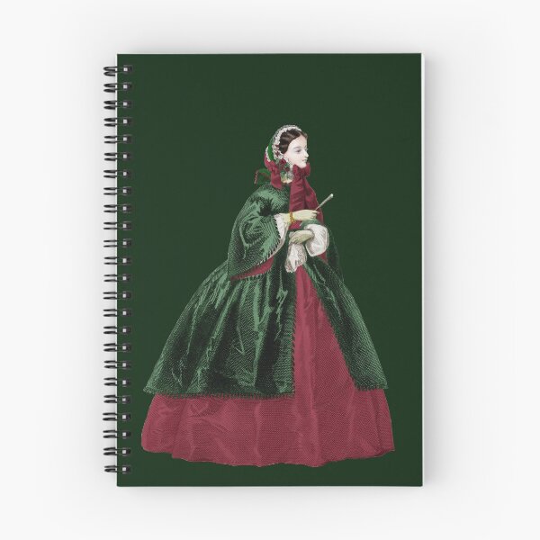 Item preview, Victorian Lady with bonnet and crinoline dress in christmas colors designed and sold by Fashion through the ages.