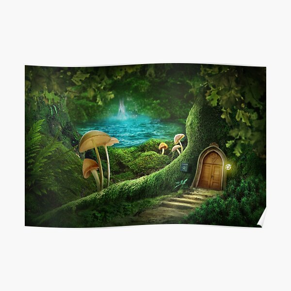 Zauberwald mit Hausbaum Poster