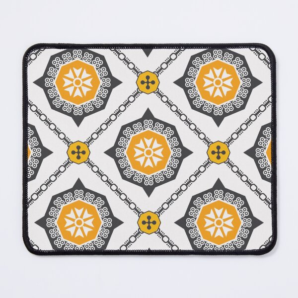 Item preview, Black yellow white oriental tribal textile pattern art designed and sold by DADA635.