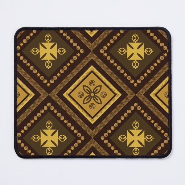 Item preview, Brown yellow gold oriental tribal textile pattern art designed and sold by DADA635.