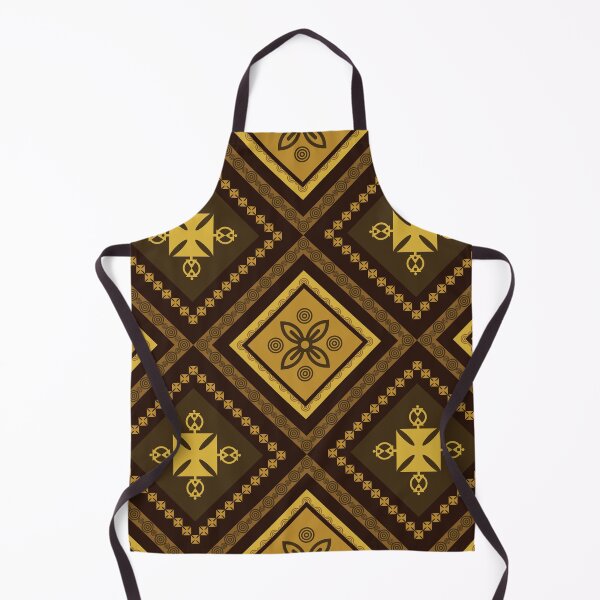 Item preview, Brown yellow gold oriental tribal textile pattern art designed and sold by DADA635.