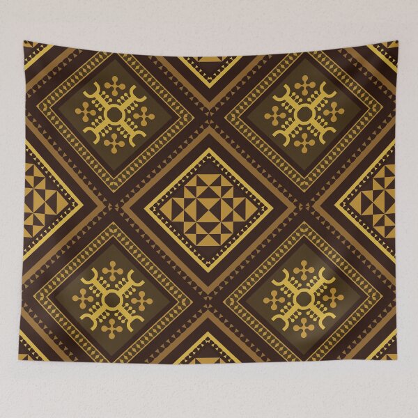 Item preview, Brown yellow oriental tribal textile pattern art designed and sold by DADA635.