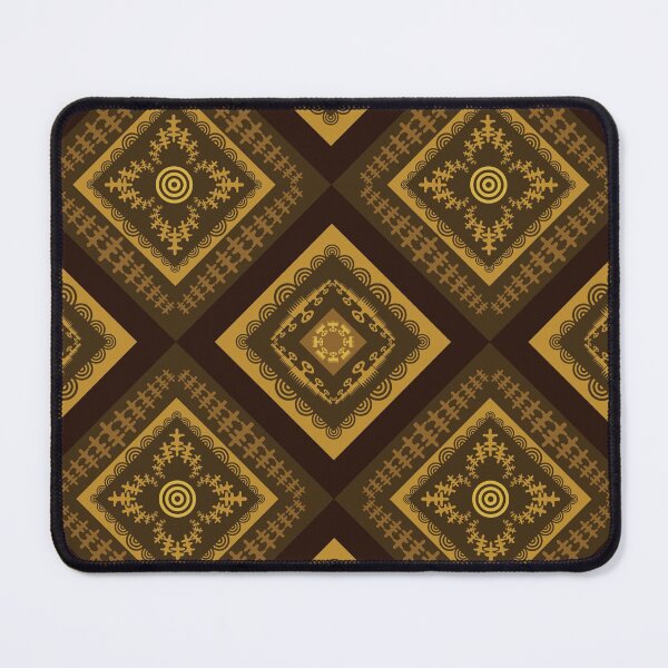 Item preview, Brown yellow gold oriental tribal textile pattern art designed and sold by DADA635.