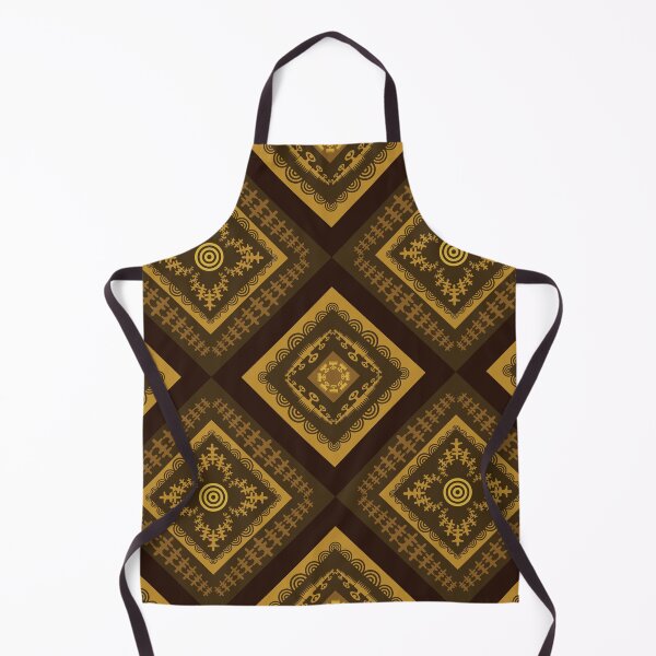 Item preview, Brown yellow gold oriental tribal textile pattern art designed and sold by DADA635.