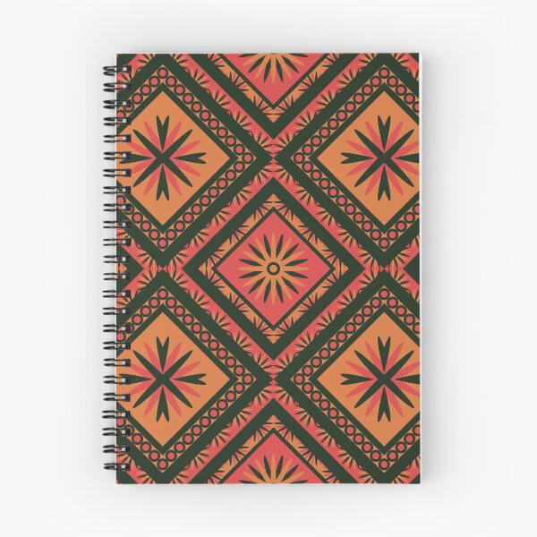 Item preview, Coral peach  floral oriental tribal textile pattern art designed and sold by DADA635.