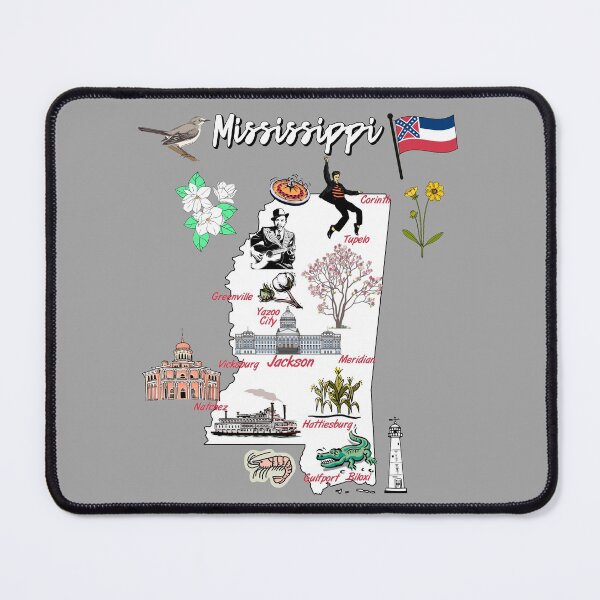 Item preview, illustrated Map of Mississippi in US with the major Cities and symbols designed and sold by mashmosh.