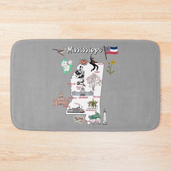 Item preview, illustrated Map of Mississippi in US with the major Cities and symbols designed and sold by mashmosh.