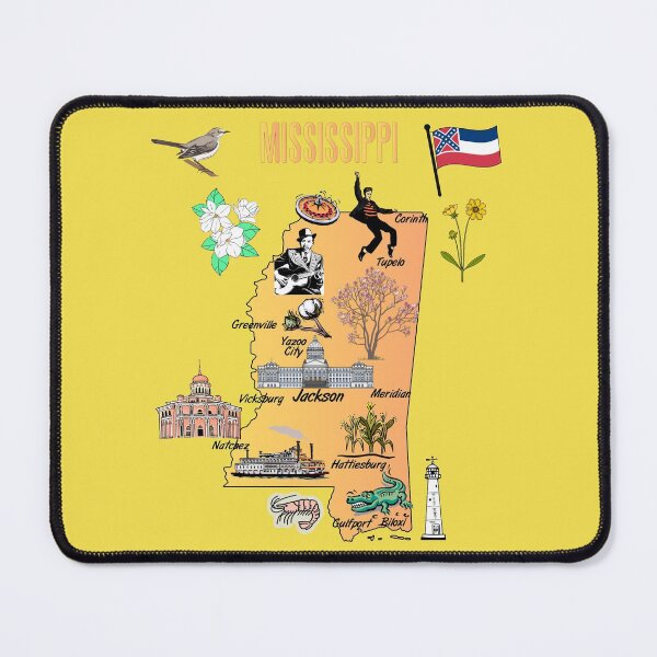BLUPARK Mississippi Make-up-Tasche – Reisetasche Mit State Map Druck, 23,5x17 Cm, Polyester | Geschenk Für Mississippi-Liebhaber & Reisende
