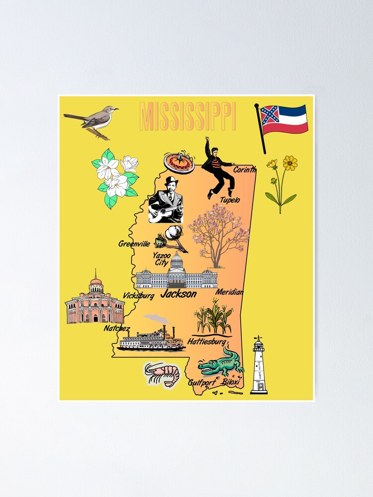 Maps of Mississippi Wall Art: Prints, Paintings & Posters