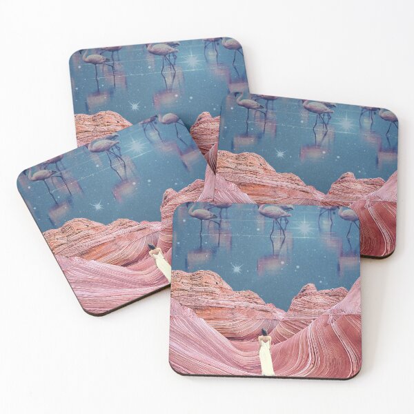 Item preview, Flamingo Sky // Pink and blue flamingo lovers surreal digital collage designed and sold by Dorota Nowacka.