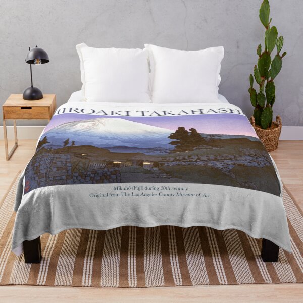Item preview, Traditional Japanese landscape - Village, Mount Fuji, Snow & Trees designed and sold by FrostMintStudio.