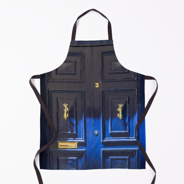 Item preview, Blue wooden door with golden vintage knockers designed and sold by lena-maximova.