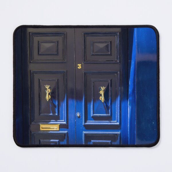 Item preview, Blue wooden door with golden vintage knockers designed and sold by lena-maximova.