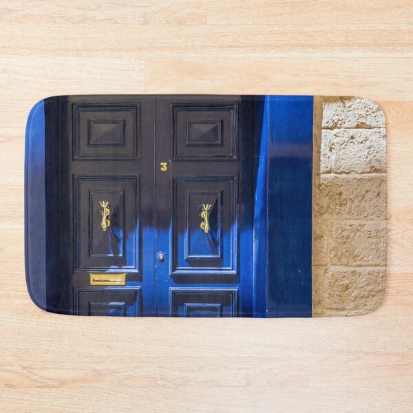 Item preview, Blue wooden door with golden vintage knockers designed and sold by lena-maximova.