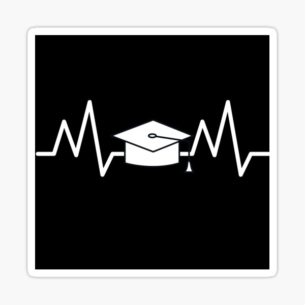 "Graduation cap heartbeat line " Sticker by ThingsFluff Redbubble