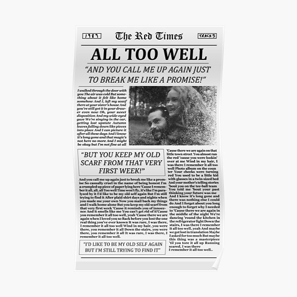 All Too Well Newspaper Poster