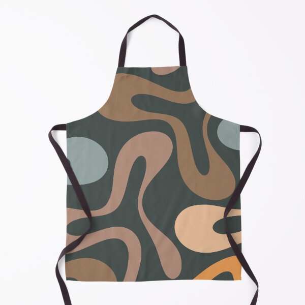 Aperçu de l'œuvre Courbes Douces Motif Abstrait Moderne Rétro Ardoise Bleu Taupe Orange créée et vendue par kierkegaard.