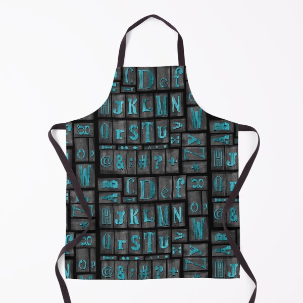 Item preview, Wood Printing press alphabet blocks in Turquoise ink designed and sold by Quick Brown Fox Canada.