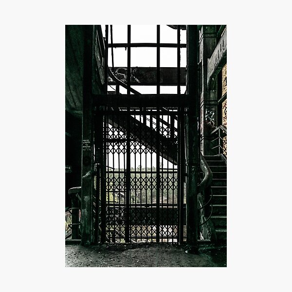 industrial urbex steel elevator door Photographic Print