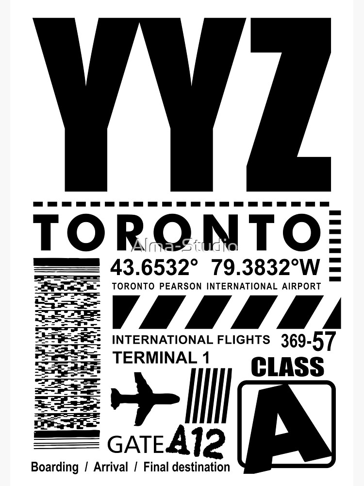 "Toronto Pearson International Airport YYZ" Sticker for Sale by Alma