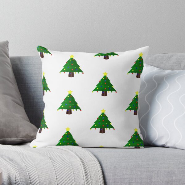 Cute Happy Holidays Merry Christmas Tree Throw Pillow