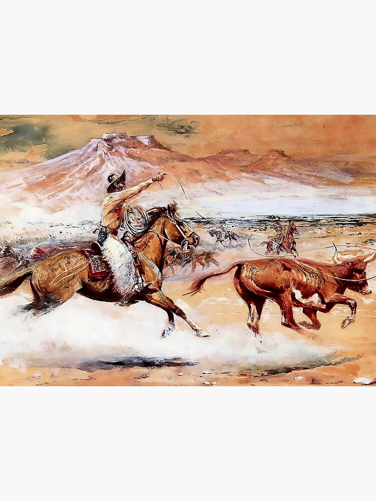 Vintage Western Cowboy Cattle Round Up Chasing a Steer Wrapping