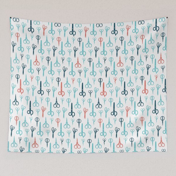 Item preview, Scissors pattern blue and red on white designed and sold by boozkova-vorona.