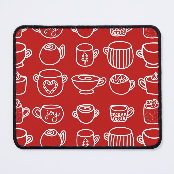 Item preview, Cozy White Christmas Doodle Mugs on Red Backdrop, made by EndlessEmporium designed and sold by EndlessEmporium.