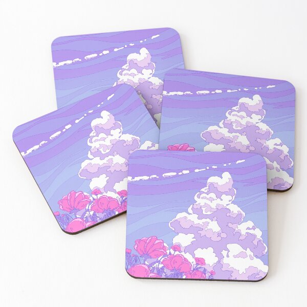 Item preview, The purple sky, summer clouds and the red flowers designed and sold by AnGoArt.