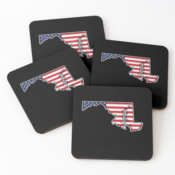 Item preview, Maryland State Shape with American Flag for Marylanders designed and sold by MarylandStyle.