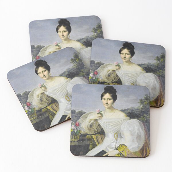 Item preview, Mona Lisa dressed as "A lady in a white dress and shawl before a Viennese landscape." designed and sold by brushandframes.
