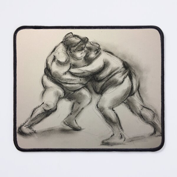 Artikelvorschau, Sumo #1 - Kohlezeichnung der Sumo-Ringer auf Papier entworfen und verkauft von Rebecca Rees.