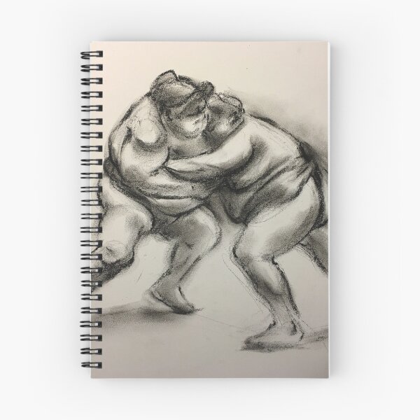 Item preview, Sumo #1 - Sumo wrestlers charcoal drawing on paper designed and sold by Rebecca Rees.