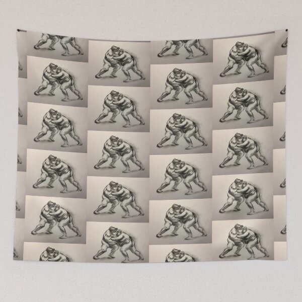 Item preview, Sumo #1 - Sumo wrestlers charcoal drawing on paper designed and sold by Rebecca Rees.