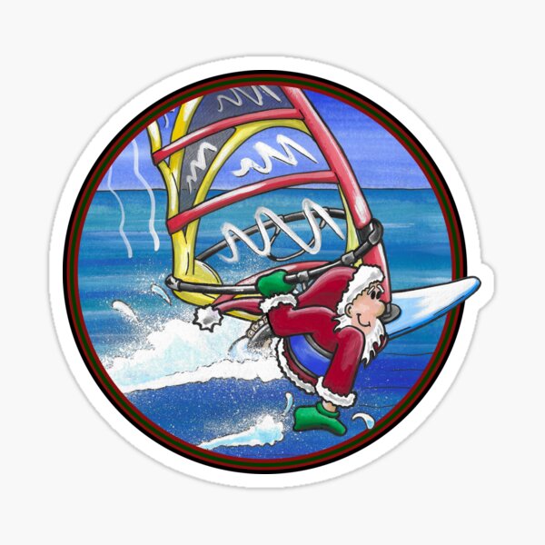 Full Speed Santa! Circle Sticker
