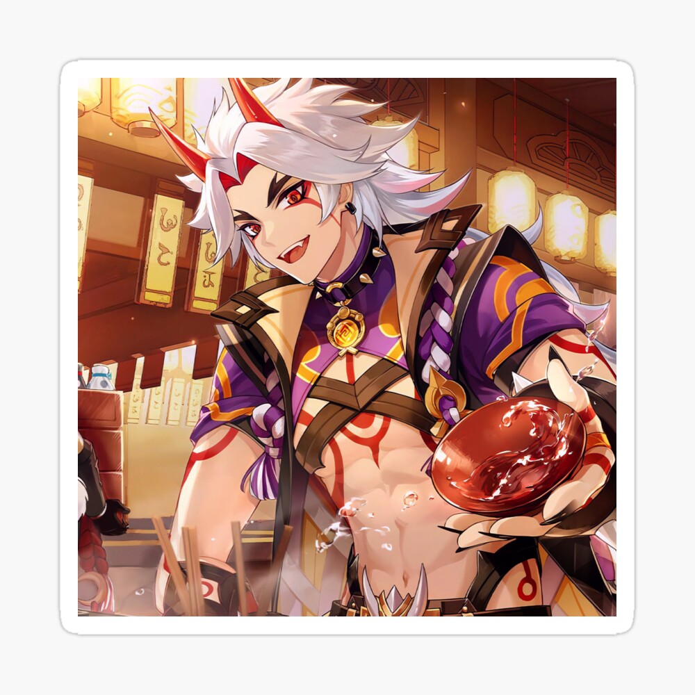 Arataki Itto Genshin Impact Poster For Sale By Persephonexx Redbubble