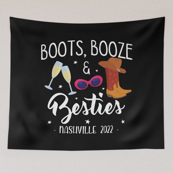 Item preview, Boots Booze Besties Bachelorette Nashville Girls Trip 2022 graphic designed and sold by jakehughes2015.