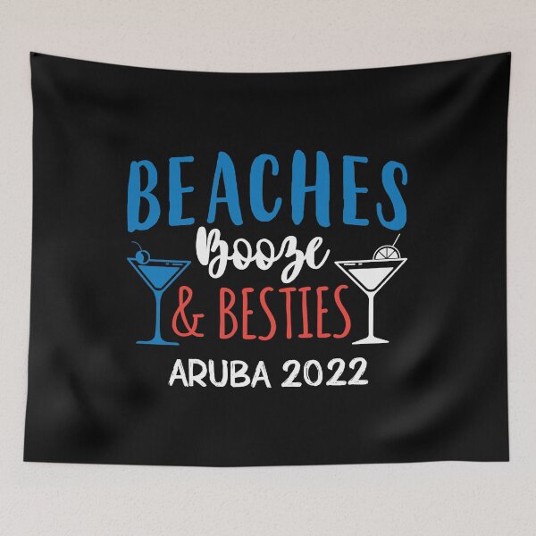 Item preview, Beaches Booze Besties Bachelorette Aruba 2022 Girls Trip print designed and sold by jakehughes2015.