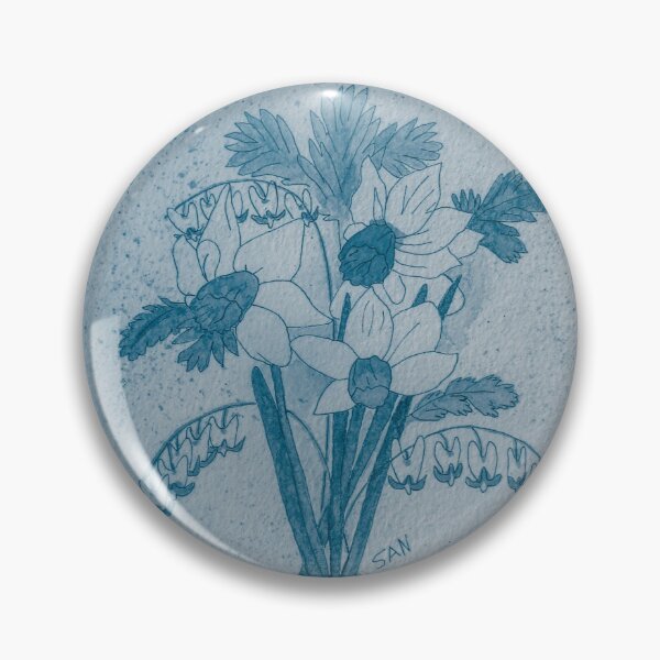 Item preview, Dutchman's Breeches and Daffodil Watercolor In China Blue designed and sold by TurnipWilson.
