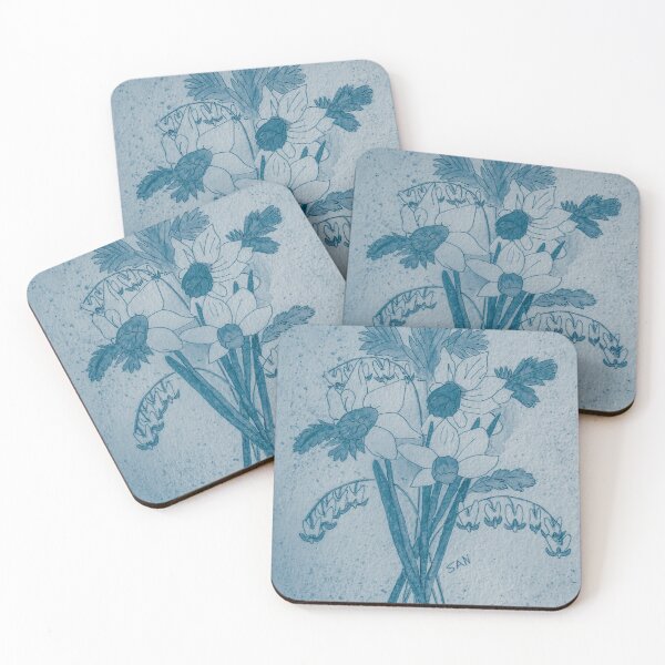 Item preview, Dutchman's Breeches and Daffodil Watercolor In China Blue designed and sold by TurnipWilson.