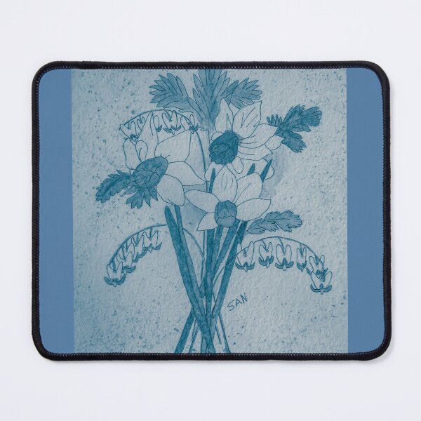 Item preview, Dutchman's Breeches and Daffodil Watercolor In China Blue designed and sold by TurnipWilson.