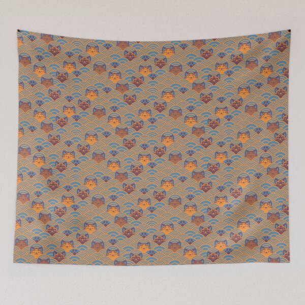 Item preview, Japanese Waves and Kais - Modern Blue and Orange designed and sold by KaijuKennels.
