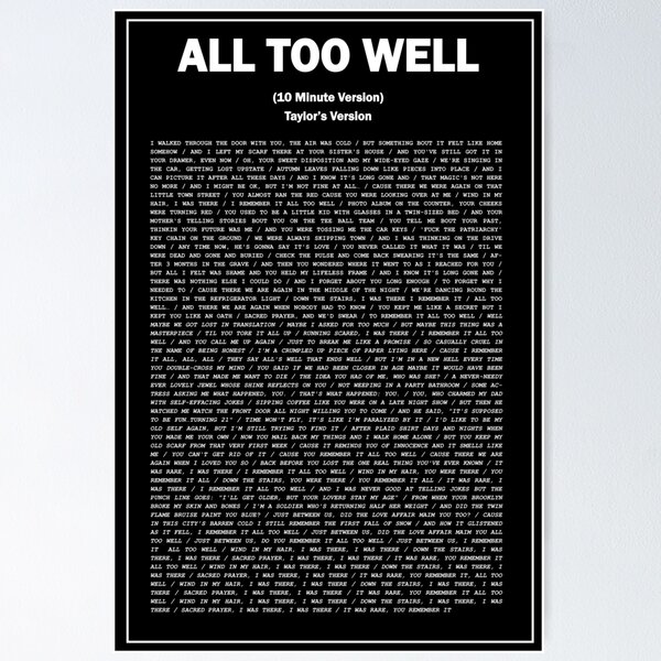 Item preview, All Too Well Lyrics-Taylor's Version-Ten Minute Version designed and sold by DigitalDesignTN.
