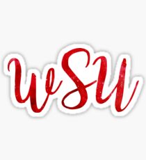 Red Watercolor WSU Sticker